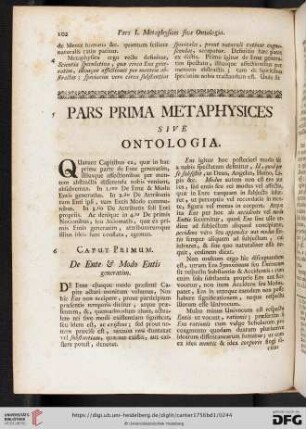 Pars prima metaphysices sive ontologia
