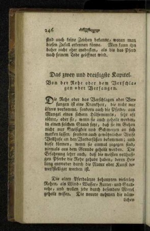 Das zwey und dreißigste Kapitel. Von der Rehe oder dem Verschlagen oder Verfangen.