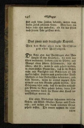 Das zwey und dreißigste Kapitel. Von der Rehe oder dem Verschlagen oder Verfangen.