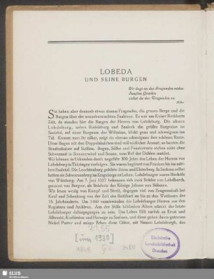 Lobeda und seine Burgen