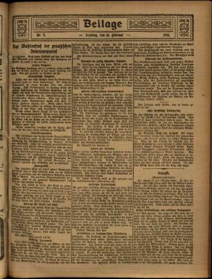 Zweite Ausgabe vom Sonntag, den 13. Februar 1921.