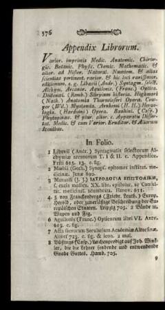Appendix Librorum.