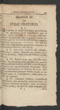 Membrum IV. De Stilo Oratorio