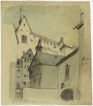 Kirche in Cochem, Blick auf die Kirche mit angrenzender Bebauung