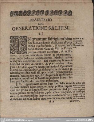 Dissertatio De Generatione Salium.
