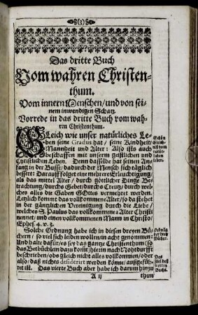 Vorrede in das dritte Buch vom wahren Christenthum.