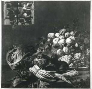 Stilleben mit Früchten und Gemüse : Stilleben mit Früchten und Gemüse. Öl auf Leinwand; 119,4 x 120 cm (um 1630; F. Snyders). Dresden: Ausstellung "Das Stilleben und sein Gegenstand"