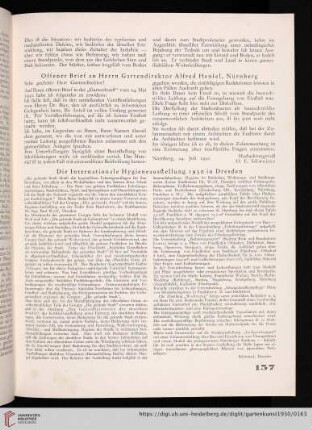 43: Offener Brief an Herrn Gartendirektor Alfred Hensel, Nürnberg