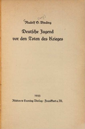 Deutsche Jugend vor den Toten des Krieges