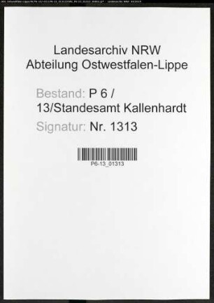 Sterberegister Standesamt Kallenhardt