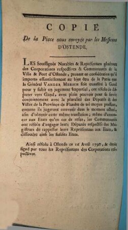 Lettre D'Un Membre Du Comité De Flandre A Son Ami