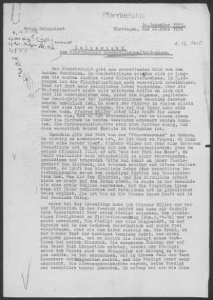Großbettlingen-Raidwangen: Pfarrbericht 1955