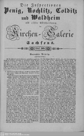 Parochie Penig (Fortsetzung), Wiederau (Beschluß), Königshayn, Parochie Obergräfenhain mit Filial Oberelsdorf : 30. Lieferung