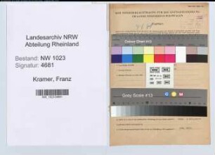 Entnazifizierung Franz Kramer , geb. 24.01.1900 (Lehrer)