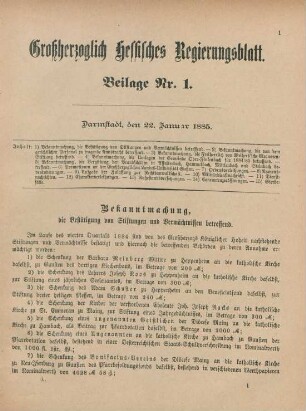 22. Januar-31. December 1885 = Beilage Nr. 1-28