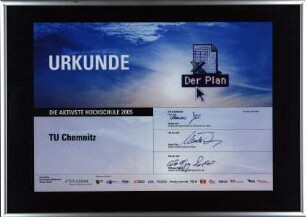 Urkunde, Die Aktivste Hochschule 2005