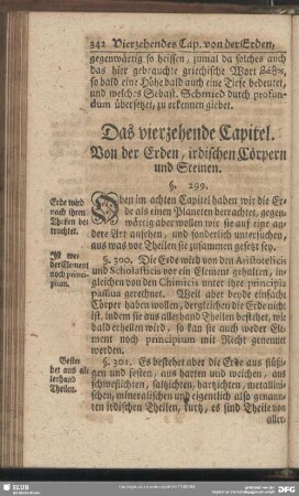 Das vierzehende Capitel. Von der Erden, irdischen Cörpern und Steinen