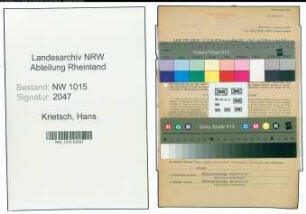 Entnazifizierung Hans Krietsch , geb. 27.01.1901 (Bankangestellter)