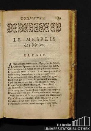 Le Mespris des Muses. Elegie.