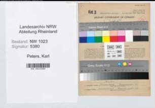 Entnazifizierung Karl Peters , geb. 13.08.1911 (Verw.Angest.)