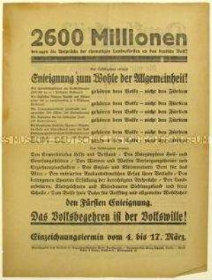 Aufruf der SPD zur Teilnahme am Volksbegehren zur Fürstenenteignung 1926