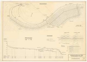 Talsperre mit Kraftnutzung und Wiesenbewässerung Schinkelwettbewerb 1955: Wiesenbewässerung: Bewässerungsplan 1:500, Höhenlängsschnitt