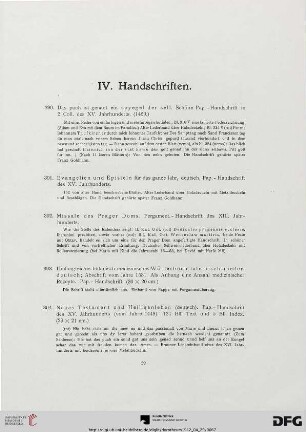 IV. Handschriften (Nr. 390-415)
