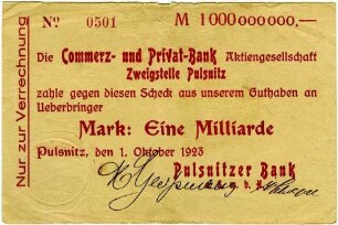 Scheck über Eine Milliarde Mark