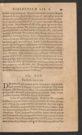 Cap. XXV. De Distributione.