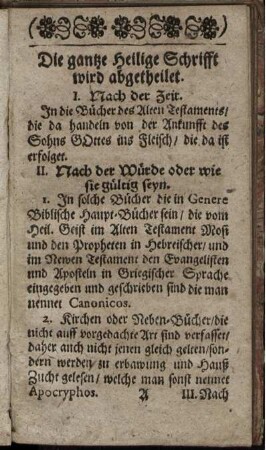 Die gantze Heilige Schrifft wird abgetheilt