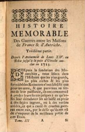 Histoire Memorable Des Guerres Entre les Maisons de France & d'Autriche, 3