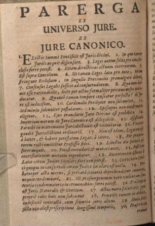 Parerga Ex Universo Jure. Ex Jure Canonico.