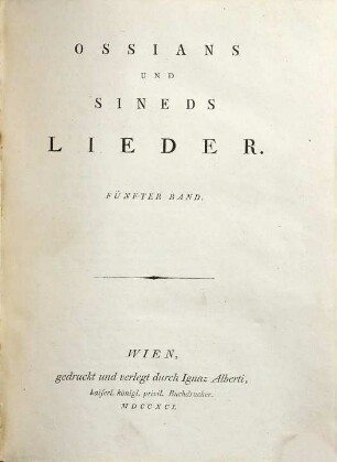 Ossians und Sineds Lieder, 5