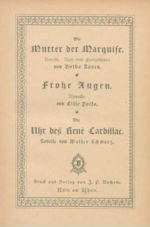 Die Mutter der Marquise : Novelle