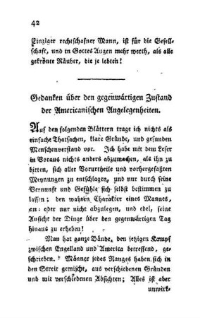 Gedanken über den gegenwärtigen Zustand der Americanischen Angelegenheiten.
