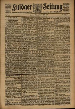 Erste Ausgabe vom Mittwoch, den 07. Juli 1909.