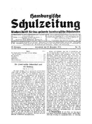 Die Hamburgische Lehrerschaft und der Umsturz