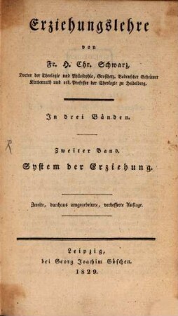 Erziehungslehre, 2. System der Erziehung