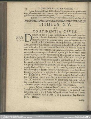 Titulus XV. De Continentia Causae