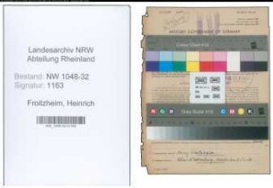 Entnazifizierung Heinrich Froitzheim , geb. 04.01.1902 (Angestellter)