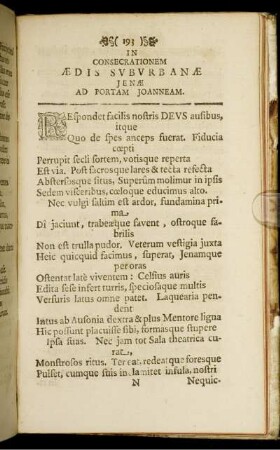 In Consecrationem Aedis Suburbanae Jenae Ad Portam Joanneam.