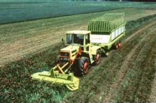 Fotografie: Frontmähwerk, Ladewagen, Futterernte, Trommelmähwerk