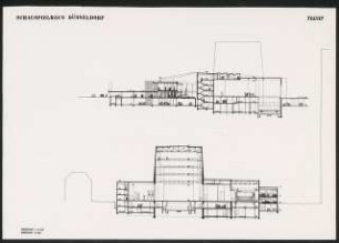Düsseldorfer Schauspielhaus, Düsseldorf Wettbewerb: Längsschnitt 3 und Querschnitt 1:200