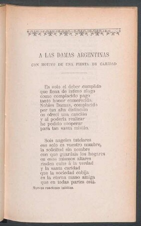 A las damas argentinas : Con motivo de una fiesta de caridad