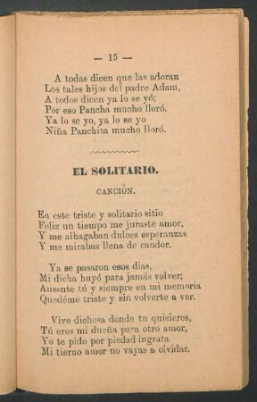 El solitario. : Canción
