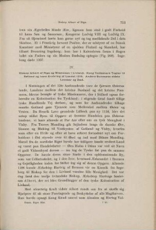IV. Biskop Albert af Riga og Missionen i Livland. Kong Valdemars Togter til Estland og hans Erobring af Landet 1219. Anders Sunesøns sidste Leveaar og Død.