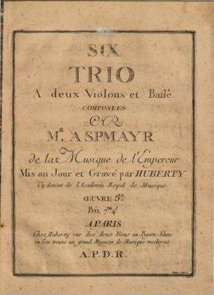 Six trio a deux violons et basse : oeuvre 5e