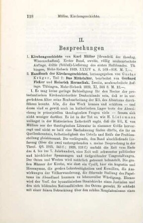 118-120 [Rezension] Müller, Karl, Kirchengeschichte; 1. Band
