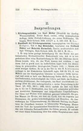118-120 [Rezension] Müller, Karl, Kirchengeschichte; 1. Band