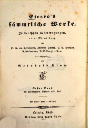 Cicero's philosophische Schriften, 1. Theil